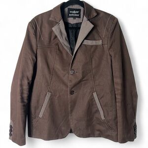 Barabas Mens Brown Blazer Jacket Contrast Trim Modern Fit Two Button Casual Sz L